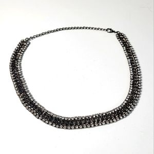 Gunmetal silver choker with rhinestones